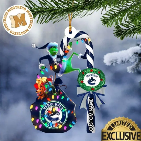 Discover Personalized Vancouver Team Canucks Candy Cane Christmas Ornament