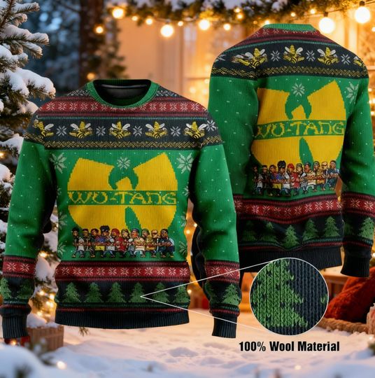 Discover Iconic East Coast Rap Group Ugly Christmas Sweater, Hip Hop Bee Symbol Xmas Jumper, Vintage 90s Music Fan Gift, Clan In Da Front Outfit