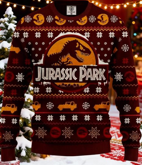 Dinosaur Ugly Christmas Sweater, Jurassic Park Christmas Ugly Sweater, Xmas Sweatshirt, Christmas Gift Sweater, Ugly Dinosaur Shirt