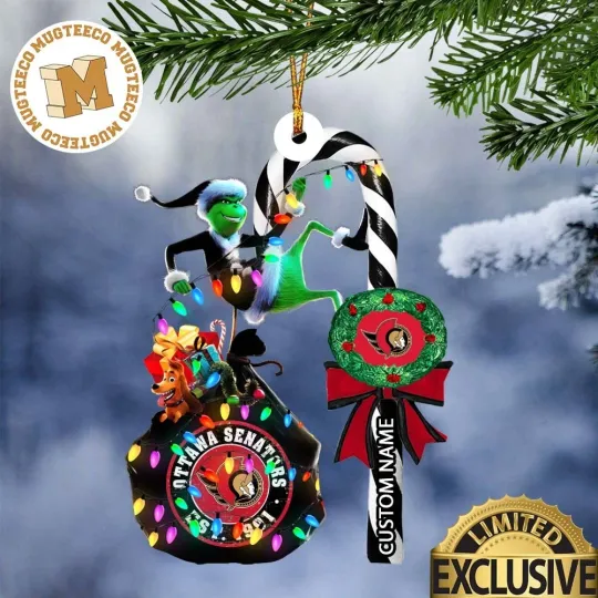 Discover Personalized Ottawa Team Senators Candy Cane Christmas Ornament