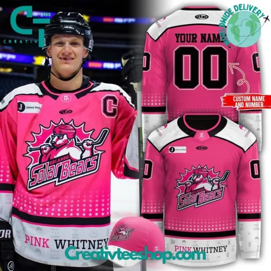 Discover Orlando Solar Bears Pink Whitney 2025 Men's Hockey Jersey