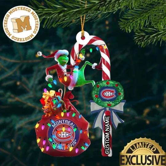 Discover Personalized Montreal Team Canadiens Candy Cane Christmas Ornament