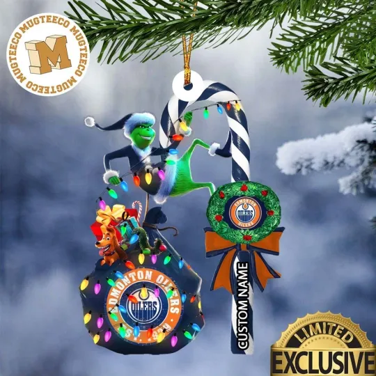 Discover Personalized Edmonton Team Oilers Candy Cane Christmas Ornament