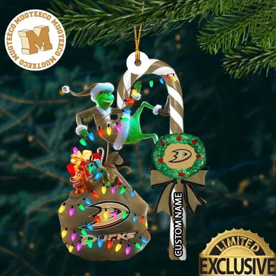 Discover Personalized Anaheim Team Ducks  Candy Cane Christmas Ornament