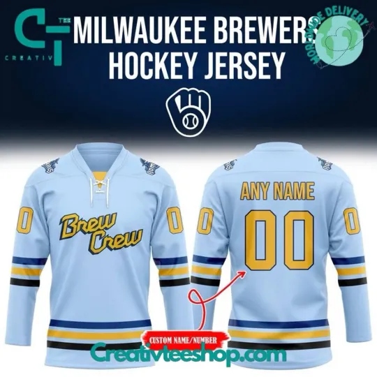 Discover Milwauke Brewer  “Brew Crew” Special Hockey Jersey