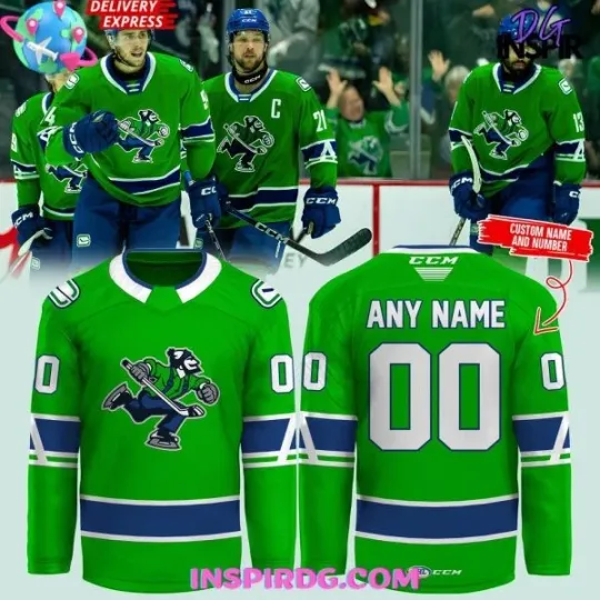 Discover Abbotsford Canucks AHL CCM Edition Green Hockey Jersey