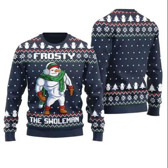 Discover Frosty The Swoleman Ugly Christmas Sweater Funny Gym Snowman Xmas Holiday Jumper