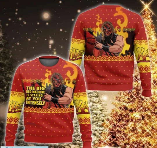 Kane Wrestling Entertainment Big Red Machine Ugly Christmas Sweater Funny Holiday Xmas Jumper Gift