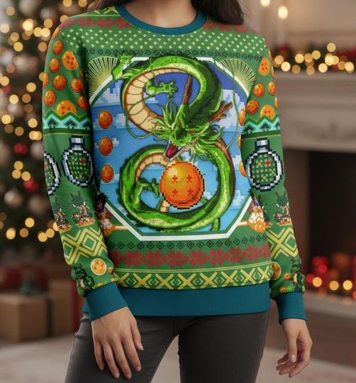 Dragon Ugly Christmas Sweater Shenron Sweater Anime Gift For Men Women Xmas Holiday Gift