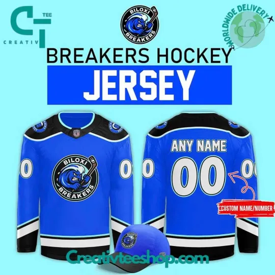 Discover Biloxi Breakers Special New 2025 Blue Custom Hockey Jersey