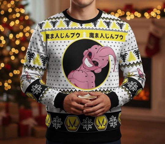 Dragon  Ugly Christmas Sweater , Majin Buu Sweater , Anime Gift For Men Women, Xmas Holiday Gift