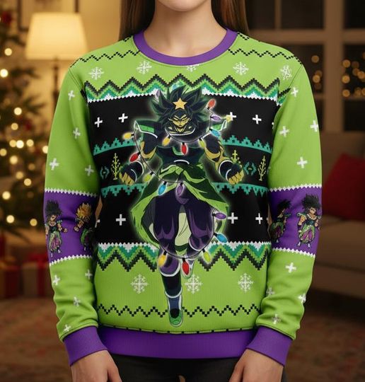 Dragon Ugly Christmas Sweater Broly Sweater Anime Holiday Gift Christmas Gift