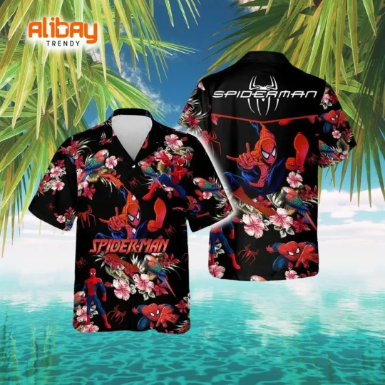 Discover Spider Man Hibiscus Flower Tropical Hawaiian Shirt