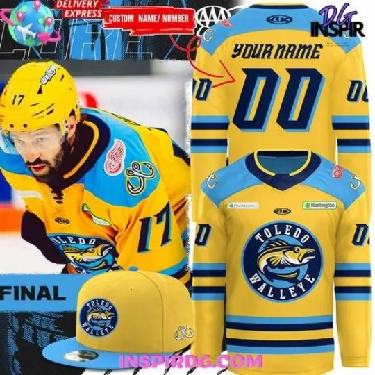Discover Toledo Wall-Eye 2025 Men's Hockey Jersey Yellow