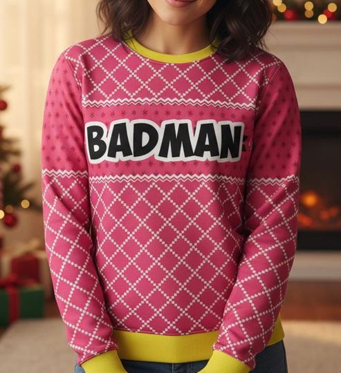 Discover Badman Ugly Christmas Sweater, Funny Ugly Xmas Sweater, Badman Design Sweater, Christmas Gift For Men Women, Holiday Sweater Gift