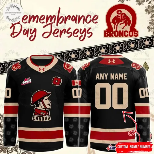 Discover Swift Current Broncos 2025 Remembrance Day Men's Hockey Jersey