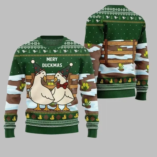 Discover 2025 Christmas Adorable Duck Family Farm Ugly Christmas Sweater