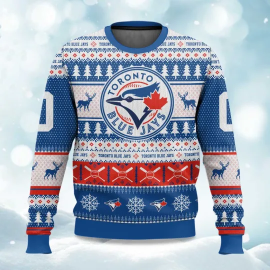 Discover 2025 Christmas Blue Jays Baseball Personalized Ugly Sweater