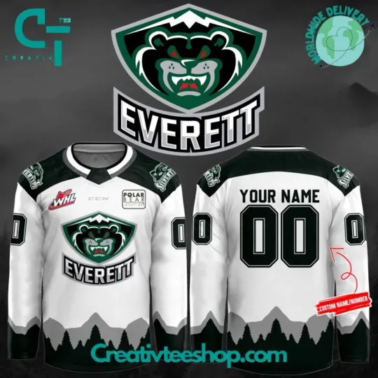 Discover Everett Silvertips 2025 Custom White Hockey Jersey