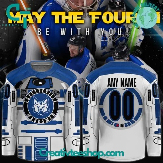 Discover Fayetteville Marksmen Star Wars White Hockey Jersey