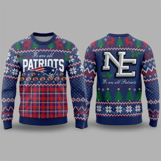2025 We Are All Patriots Rivalry Nor Easter Ugly Christmas Sweater