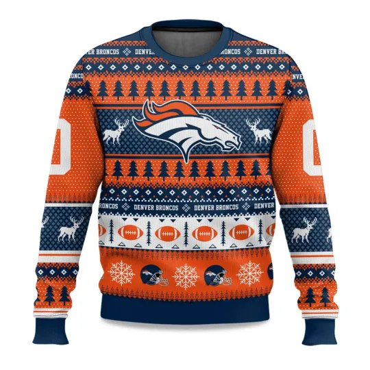 2025 Christmas Broncos Personalized Ugly Sweater