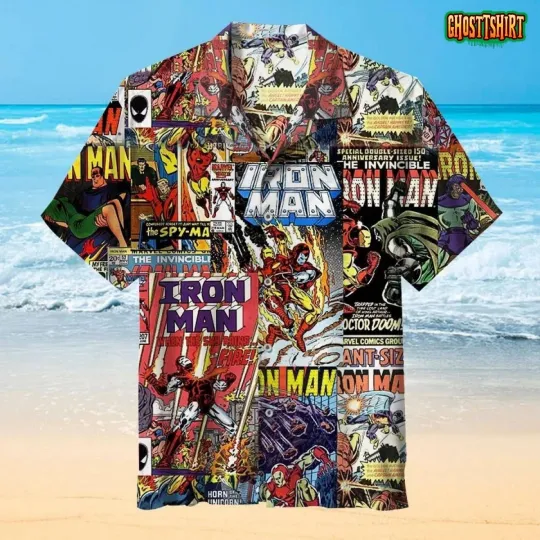 Vintage Comics Iron Man 3D Printed Hawaiian Shirt