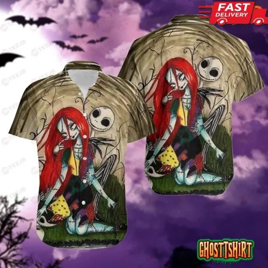 Discover Romantic Couple The Nightmare Before Christmas Halloween Hawaiian Shirt
