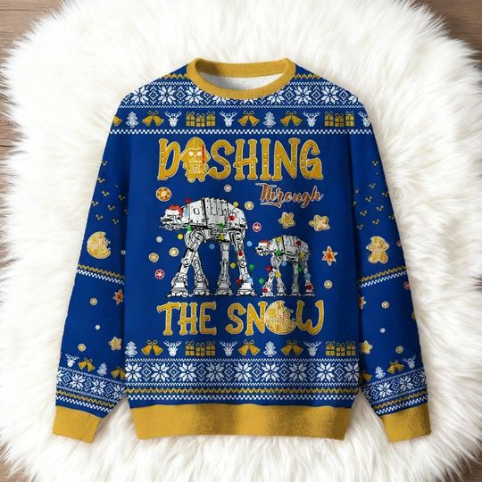 Discover Dashing Through The Snow Ugly Christmas Sweater, Giant Robot Holiday Sweatshirt, Sci-Fi Xmas Jumper, Funny Gift For Geeks, Galaxy Fan Gift