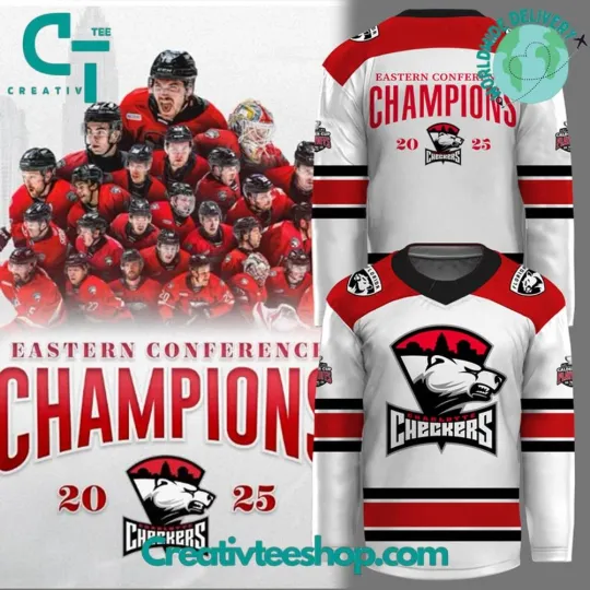 Discover Charlotte Checkers 2025 Eastern Conference Champions Limited Edition Hockey Jersey
