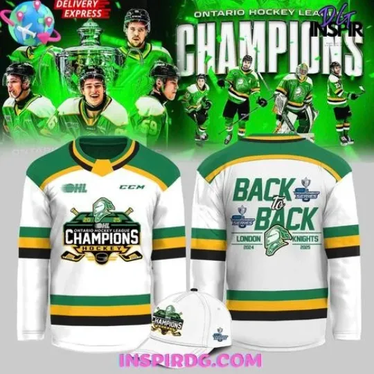 Discover London Knights OHL Back-to-Back Champions 2024–2025 White Hockey Jersey