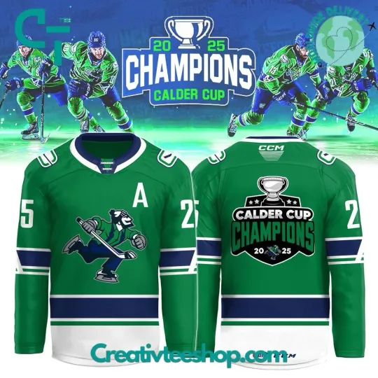 Discover Abbotsford Canucks 2025 AHL Calder Cup Champions Men's Hockey Jersey