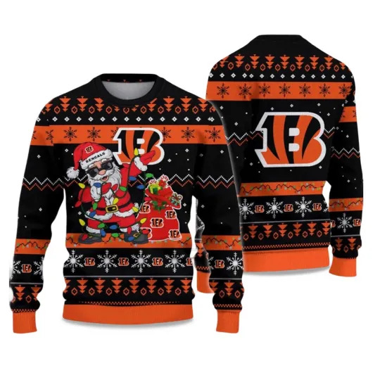 Discover 2025 Bengals Santa Claus Ugly Christmas Sweater