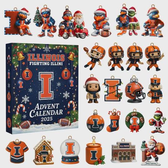 Discover Illinois Fighting Illini Advent Calendar 2025, 24-Day Mystery Box with Team Style Mini Items, Collector Countdown Set
