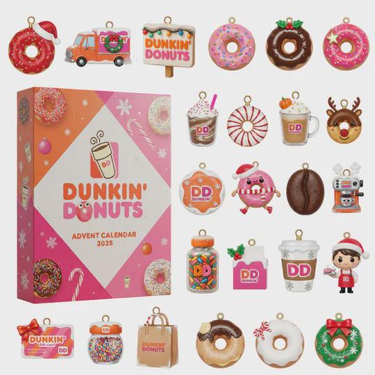 Discover Dunkin Advent Calendar 2025, 24-Day Mystery Box with Donut & Coffee Style Mini Items, Collector Countdown Set for Fans