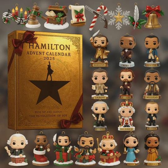 Discover Hamilton Advent Calendar 2025, 24-Day Mystery Box with Historical Musical Style Mini Figures, Collector Countdown Set for Fans