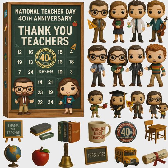 Discover Thank You Teachers 40th Anniversary Advent Calendar 2025, Classroom Collectibles Gift for Educators and School Staff