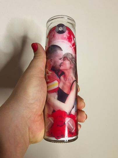 Discover Prayer Candle. Taylorr Swifts & Travis Kelce, football tight end. Kansas City Chiefs. taylor version Candle, Football Lover Candle, Football Season