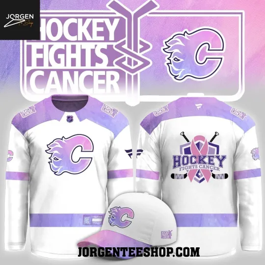 Discover Calgary Flame Fight Cancer NHL 2025 Personalized Hockey Jersey Size XS-5XL