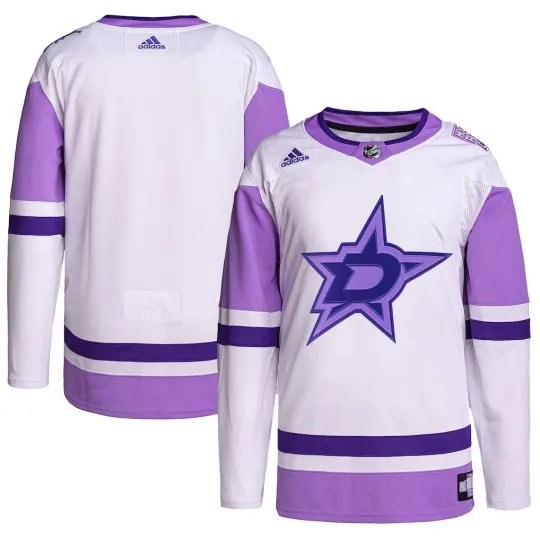 Discover Dallas Star White Purple Hockey Fights Cancer Blank Practice Jersey Reprint