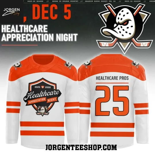 Discover Anaheim Duck Healthcare Appreciation Night 2025 Personalized Hockey Jersey