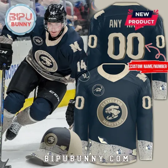 Discover Custom Cleveland Monster x Fossil Faceoff Hockey Jersey