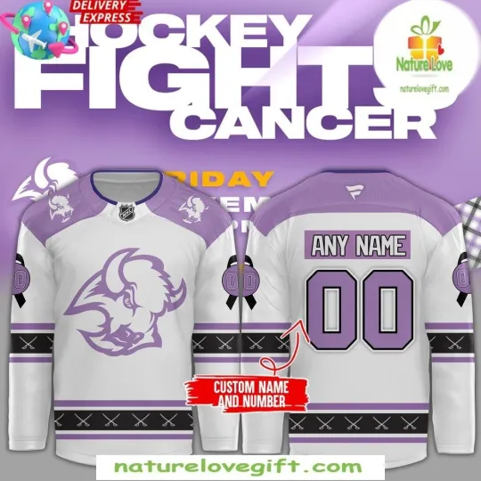 Discover Buffalo Sabre 2025 Hockey Fights Cancer Jersey
