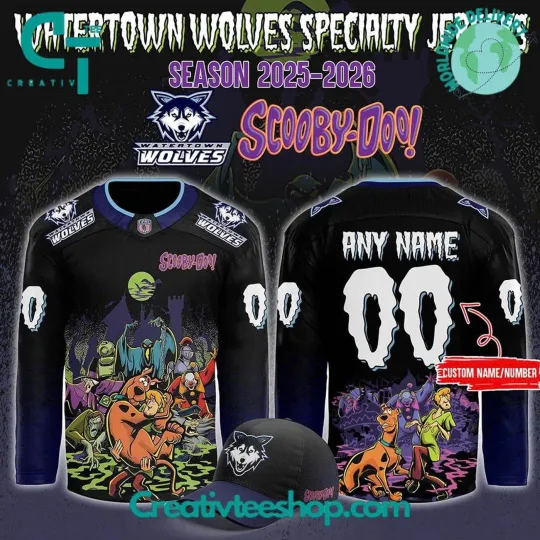 Personalize Watertown Wolves x Scooby-Doo Night 2025 Hockey Shirt Men's Fan Gear