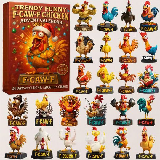 Discover Funny F Caw F Chicken Advent Calendar 2025, Chicken Advent Calendar, Christmas Advent Calendar, Christmas Countdown Gift.