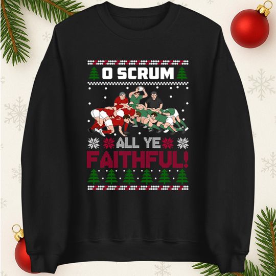Discover O Scrum All Ye Faithful Funny Rugby Christmas Jumper, Offensive Xmas Funny Christmas Jumper, Xmas Rude Adults Humorous Hoodie, Christmas Top