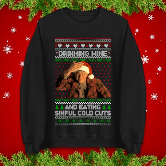 Discover Ed Gein Drinking Wine Sinful Cold Cuts Christmas Jumper, Funny Santa Rude Xmas Sweater, Dark Humor Creepy Holiday Hoodie, Offensive Tee Top