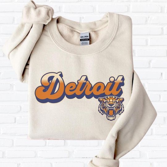 Detroit Tigers Sweatshirt Vintage Crewneck Baseball Shirt