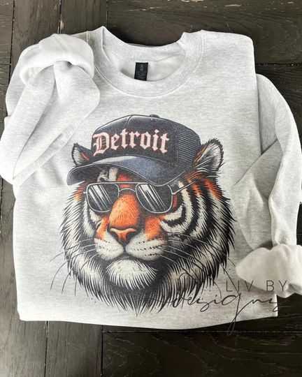 Detroit Tigers Inspired Sweatshirt & T-Shirt | Adult Ash Grey Game Day Apparel