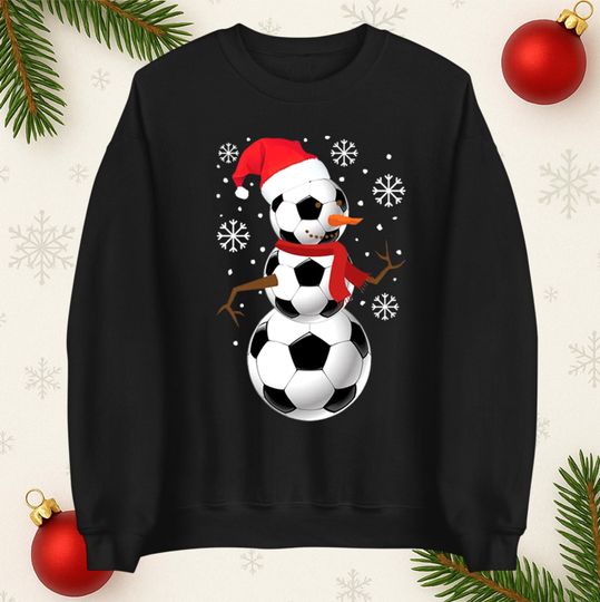 Discover Football Snowman Santa Jumper, Funny Xmas Gift Tee Top, Christmas Festive Sweatshirt, Unisex Funny Christmas Hoodie, Xmas Festive Gift